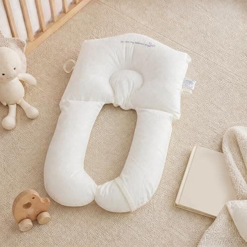 EcoGleam Soft and Cozy Pillow Breathable U-Shaped Head Support Pillow Removable and Washable Cover for Newborn Babies Sleeping Prevent Flat Head — view 4