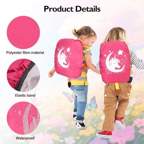 Kaempe Rain Cover School Bag, Backpack Rain Cover, Rain Cover Backpack, Reflector Backpack, Accessories Compatible with Step By Step, Ergobag, Coocazoo, Satch, Scout, Beckmann, Derdiedas (Pink) — view 4