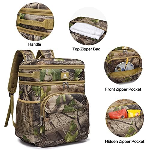 Laripwit Cooler Backpack 54 Cans Insulated Backpack Cooler Bag Leak-Proof Camo Double Deck Picnic Backpack for Men Women - Perfect Tactical Cool Bag Rucksack for Camping, Lunch, Beach — view 3