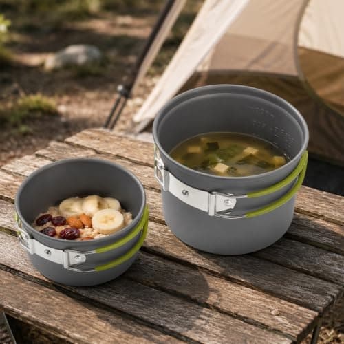 FERNVALE Camping Cookware Set with Folding Handles, Compact Pot and Pan for Hiking — view 4
