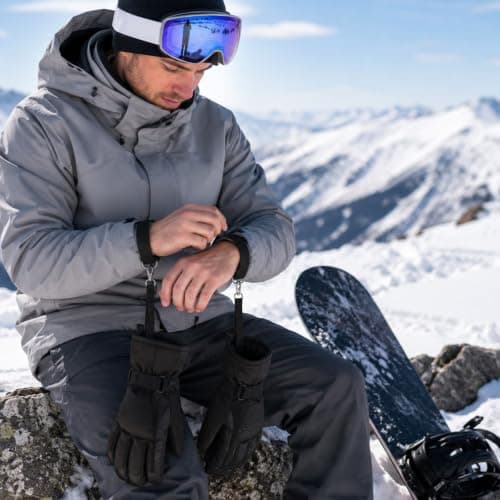 YouXunGS 4Pcs Ski Gloves Elastic Wrist Straps with Keychains, Winter Sports Safety Straps for Men and Women, Snowboarding Mountaineering Outdoor Activities Accessories — view 3