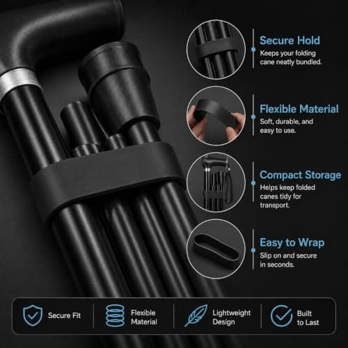 4PCS Walking Stick Holder, Crutch Accessories Bundle, Walking Stick Holder Clip for Mobility Scooter Accessories, Secure Walking Sticks, Crutches & Accessoriess for Daily Walking Support — view 4