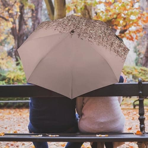 ZXLRYZKJ Folding Umbrella, Blush Pink Rose Gold Glitter Umbrella, Travel Umbrella for Windproof, Rainproof — view 5