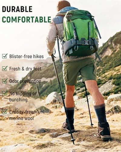 TANSTC Merino Wool Hiking Socks, Cushioned Walking Socks for Men Women — view 3