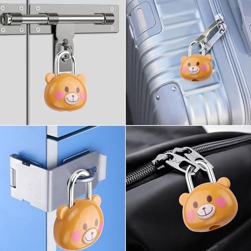 YAODHAOD Cute Little Bear Lock with Keys, Mini Padlock for Gym Lockers, Diaries, Jewelry Boxes, Suitcases & Backpacks Luggage Locks(2PCS) (Brown) — view 5