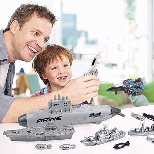 deAO Kids Army Toys, Aircraft Carrier Military Battleship Submarine Playset — view 5