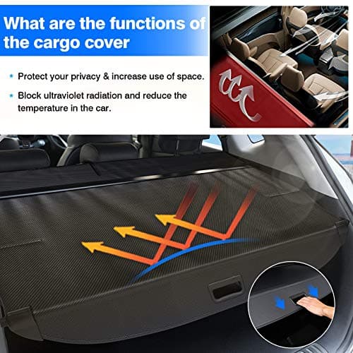 Powerty Only Fit for Cargo Cover Hyundai Tucson 2016 2017 2018 2019 2020 2021 Retractable Trunk Shielding Shade Cargo Luggage Cover Carbon Fiber Texture (Updated Version:no Gap) — view 6