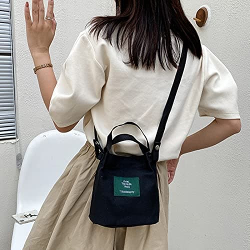 VaiKanhai Bags Projector Art Girl Canvas Fresh Casual Shoulder Bag Bags Men Shoulder Bag, black, One Size — view 2