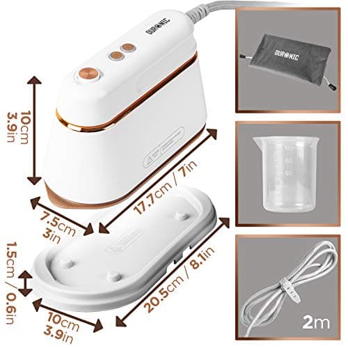 Duronic Steam Irons HS90 WE 1200W Travel Iron Garment Steamers with 90ml Tank, Handheld Vertical Steamer for Travel, Holiday, Quilting, Craft, Crease & Wrinkle Remover, White — view 3