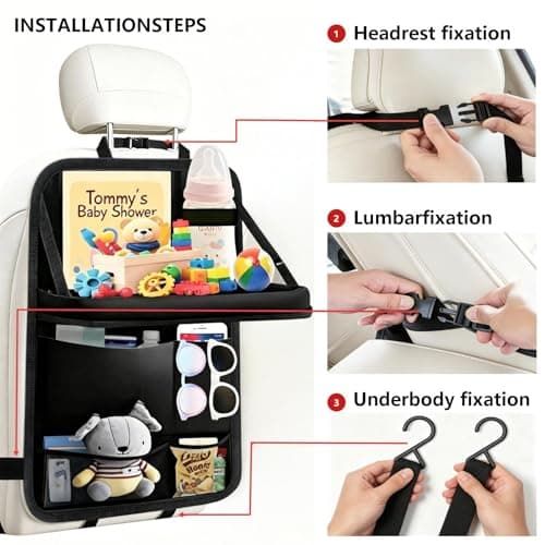 TCJJ Car Seat Organiser Backseat Kick Mats Oxford Back Seat Protector — view 4