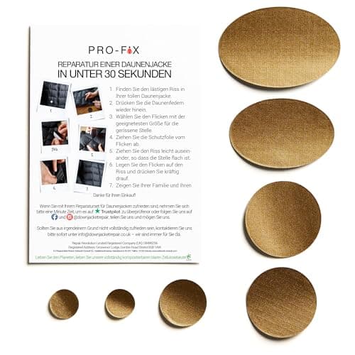 DJR PRO-FIX Ripstop Repair Patch Kit – Waterproof, Tear-Resistant, Pre-Cut Self-Adhesive Patches for Tents, Jackets, Sleeping Bags, Awnings, Backpacks, Beach Gear, Camping & Festivals - Gold — view 2