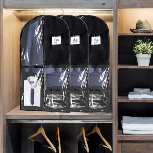 Garment Bag with 5 Compartments, Foldable Suit Protective Cover, Garment Bags with Zip, Waterproof Suit Bag, 100 x 60 cm, Dustproof Garment Cover, for Suit, Dress, Jackets, Shoes, Travel, Storage — view 6