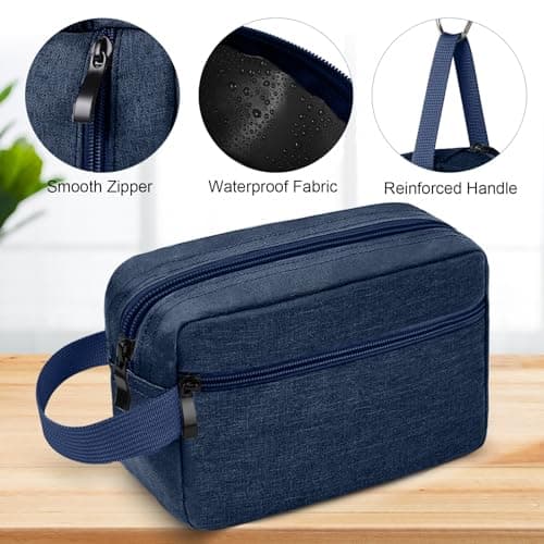 Aucuu Toiletry Bag for Men and Women, Travel Wash Bag, Waterproof Shaving Bag, Toiletries Accessories Cosmetic Bag, Makeup Bag with Handle, Travel Toiletry Wash Bag for Men and Women, Blue — view 4