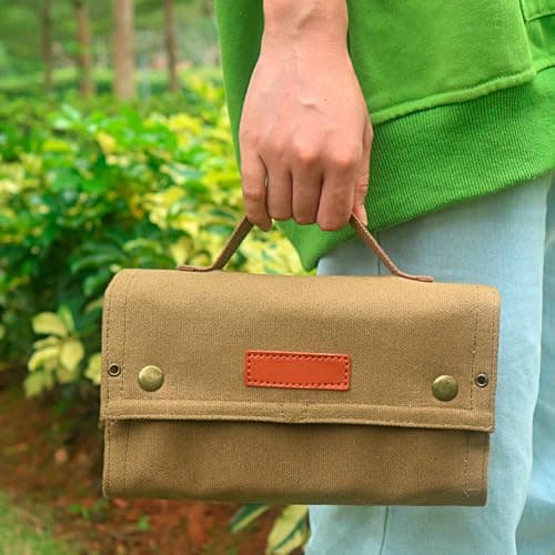 Hapivida Portable Seasoning Bag, Camping Seasoning Kit with 10 Jars Foldable Canvas Seasoning Storage Bag Organizer Condiment Container Set for Travel Outdoor Camping BBQ Picnic ﻿ (Khaki) — view 4