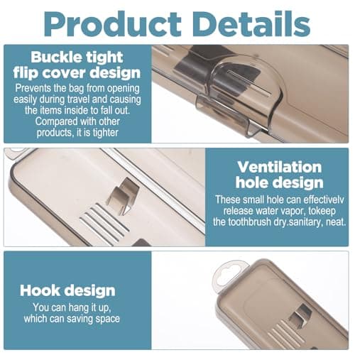 Classicseali 3Packs Travel Toothbrushcase,Plastic Toothbrush Case Travel — view 3