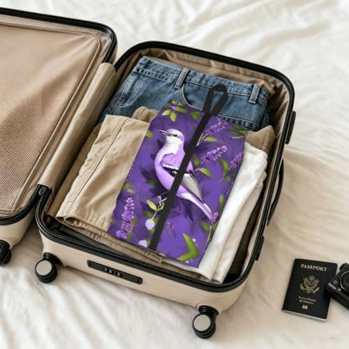 Bird in Purple Lavender Floral Flowers Print Waterproof Shoe Bag Travel Bag with Carry Strap Storage Bag Versatile Cosmetic Bag-2pcs — view 6