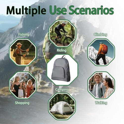 Ultra Lightweight Rucksack Small Backpack Foldable Compact Daypack, Gray — view 6