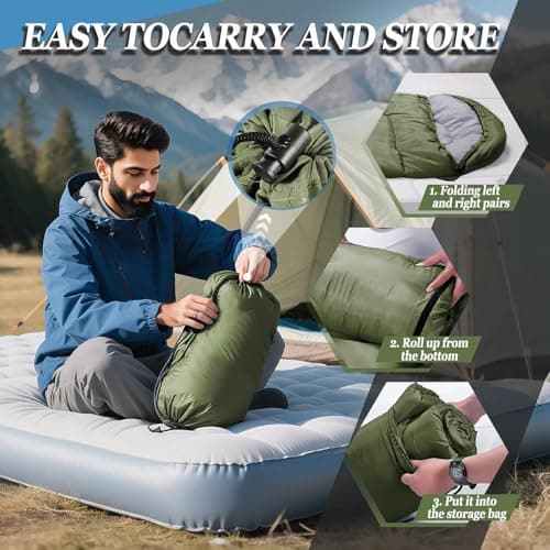 sleeping bag for Adults & Kids Sleeping Bags 3-4 Seasons, Lightweight, Waterproof, Small Packed Size, ultralight compact sleeping sack, Thick and Warm, Ideal for Backpacking, Camping, Travel, Hiking — view 6