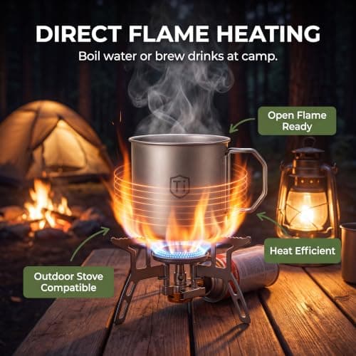 ROSSRORE Stainless Steel Camping Mug 304 400ml Lightweight Rustproof Shatterproof Mug with Handle Stackable BPA Free Reusable Coffee Cup for Outdoor Hiking Backpacking Travel — view 3