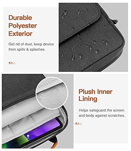 MoKo 9-11 Inch Tablet Sleeve Bag Handle Carrying Case with Shoulder Strap Fits 11inch iPad Air M3, iPad A16 2025, Pro 11 inch, iPad 10/9/8/7th Gen, Tab S8/S9 11", Black & Gray — view 3