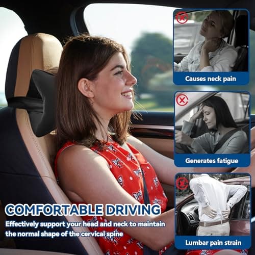 2 Pcs Car Headrest Pillow,Neck Support Pillow for Driving,Car Head Cushion — view 5