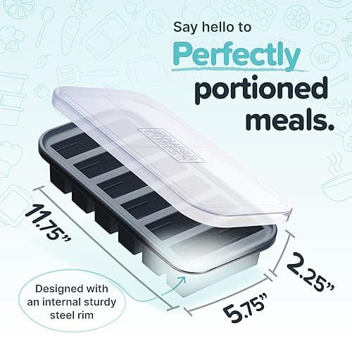Souper Cubes 1/2 Cup Silicone Freezer Trays with Lids, Charcoal, 2-Pack — view 4