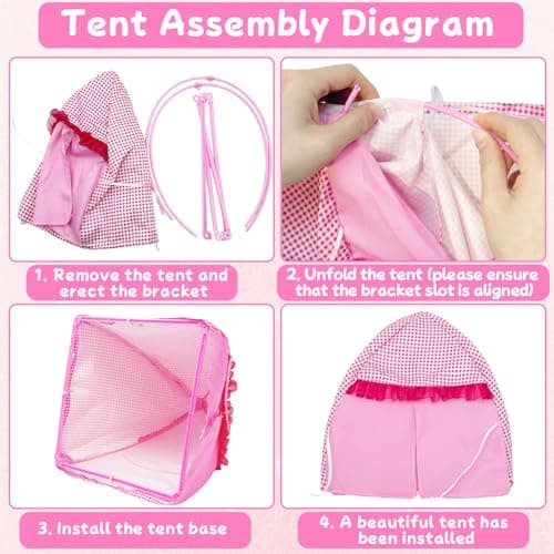 25 Pcs Doll Clothes Travel Camping Tent Compatible, 1 Tent 1 Dress 1 Fashion 1 Leisure 3 Shoes 10 Picnic Food Toy 8 Outdoor Accessories Playset Set for 11.5 Inch Doll Girls Gift — view 4