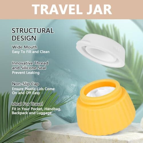 HOTUT Travel Containers for Toiletries, 4 Pcs Silicone Cream Jars with Clear Bag and Spatulas Tool, 40ml BPA Free Leak-proof Travel Essentials Accessories with Lid for Cosmetic Face Body Hand Cream — view 2