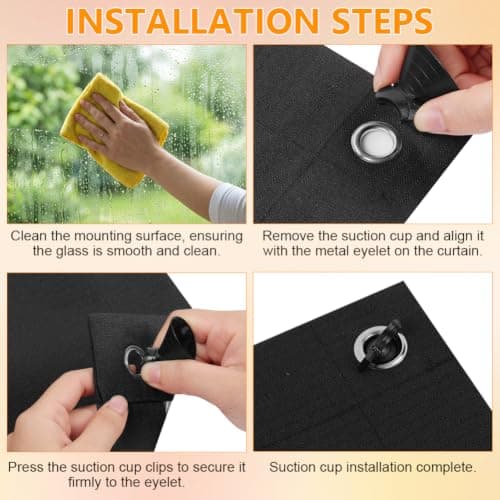 AUAUY No Drill Blackout Blinds Stick On Windows, 600D Oxford (96Wx93H cm) — view 5