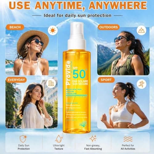 100ml SPF 50 Sunscreen Spray for Face & Body,Travel Size Sun Oil with Hydration Glow Mist,Over Makeup SPF Mist,Lightweight Sunscreen Spray SPF 50 for All Skin Types,No White Residue,Suitable for Face — view 4