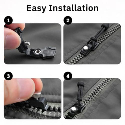 QIHAWN 9Pcs 3 Sizes Zipper Repair Kit, Black Metal Pulls for Bags Jackets — view 4
