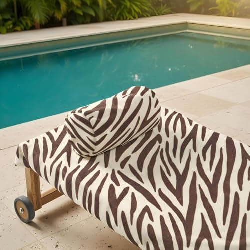 OHS Inflatable Travel Pillow Zebra Bolster Cushion, Gifts for Women Lightweight Compact Portable Back Support Pillow with Soft Microfibre Cover for Sun Loungers Poolside, Brown/Cream - 36 x 16 x 16cm — view 5