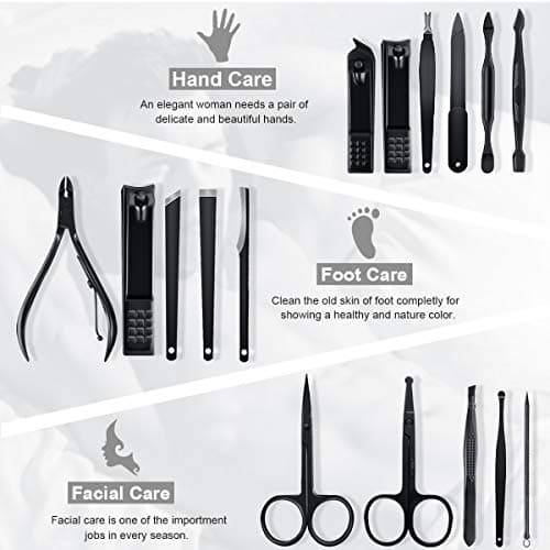 Leipple Manicure Set Professional Nail Clipper Set 16 Pcs, Black — view 3