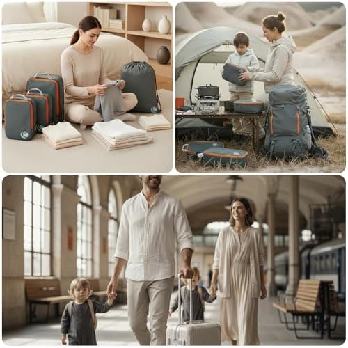 Cipway Compression Packing Cubes, 3 Set Compressible Packing Cubes Travel Organizer, Expandable Travel Essentials for Carry-On Luggage, Suitcase & Backpack (Grey) — view 6