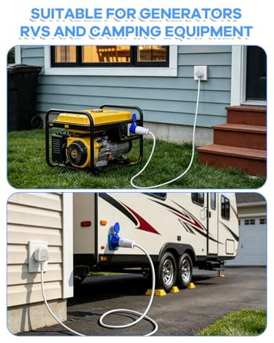 Connextion 16Amp to 13Amp Adapter, Camping Electric Hook Up Cable, 3 Pin UK Electric Hookup Adapter 220~250V for Caravan Campervan Motorhome Mains to UK Plug — view 4