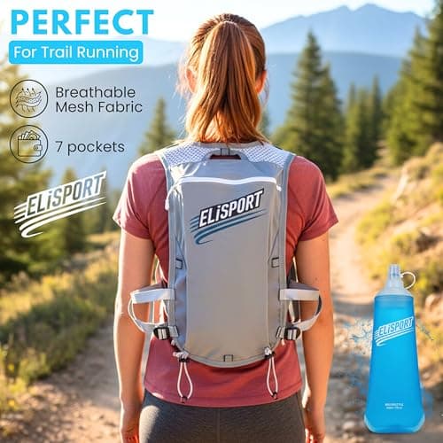 Running Vest Backpack - Lightweight Breathable Reflective Running Vest for Women & Men - Adjustable Straps of Hydration Vest Pack for Cycling & Running, Hiking Vest with 7 Pockets & 2 Water Bottles — view 6