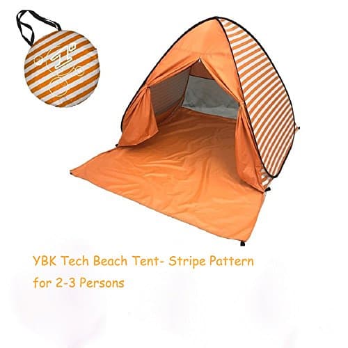 Eplze Automatic Pop Up Beach Tent for 2-3 Persons-Stripe Style (Orange) — view 3