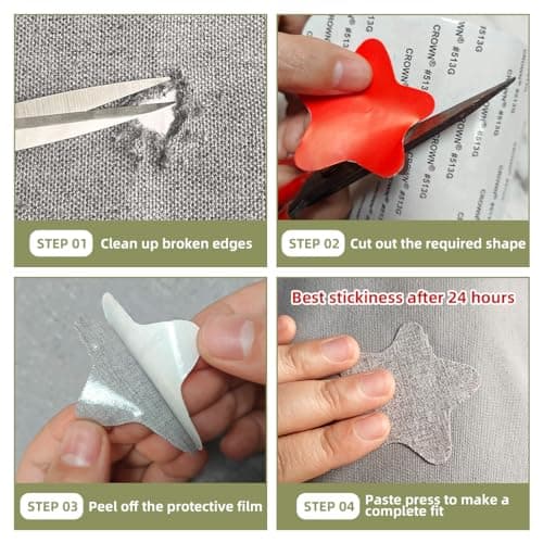 ZESION 2Pcs Self-Adhesive Linen Fabric Patches, Quick Repair for Sofas, Tents, Car Seats/8" x 11", Dark Grey — view 4