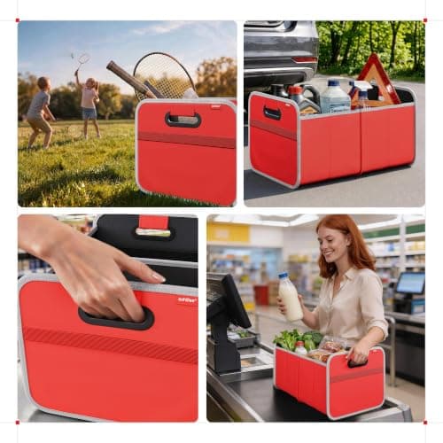 achilles Car Folding Box Xl, Foldable Trunk Bag, Shopping Organizer, Basket, Storage Bags, Box (Red, 50cm x 32cm x 27cm) — view 5