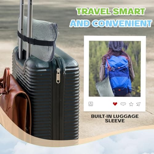Jokureao 2 in 1 Travel Blanket and Pillow, Soft Micro Plush Portable Airplane Blanket, Ultralight Travel Blanket, Compact Foldable Flannel Blanket for Flights, Car, Business Trips — view 4