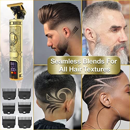 Beard Trimmer Hair Clippers Men T-Blade Cordless LCD Metal Grooming Kit — view 2
