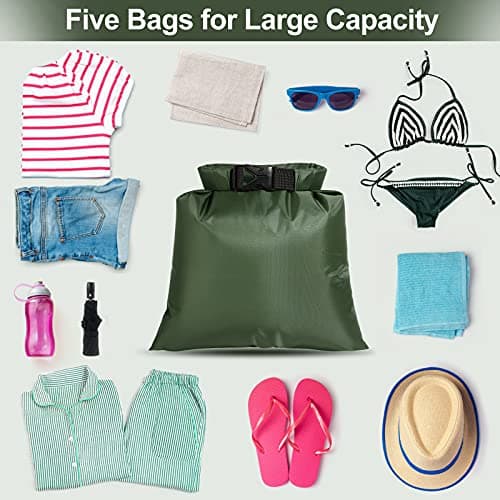 ZAVAREA Waterproof Dry Bag Set, Lightweight, 1.5L-6L Sizes, Green 5 Pack — view 5