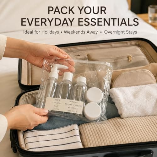 Travel Toiletry Bottles Set, Refillable Travel Containers With Clear Zipper Bag, 5 Piece Cosmetic Bottle And Cream Jar Kit For Shampoo, Conditioner, Lotion, Cleanser, Toner, Skincare Travel Pack Of 1 — view 6