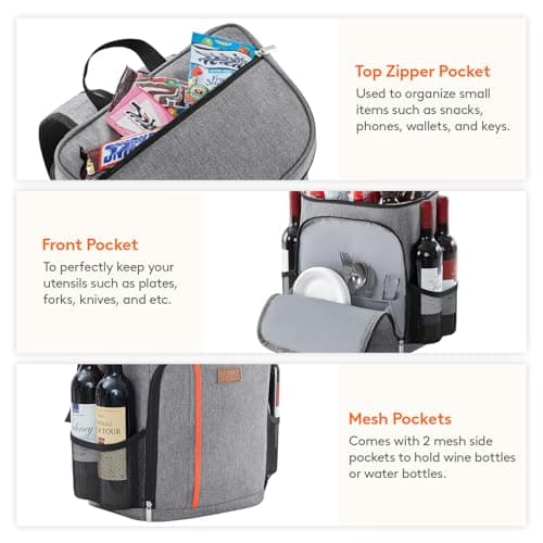 Lifewit 36 Cans Backpack Cooler Waterproof Insulated Soft Lunch Backpack Lightweight Leakproof Cooler Bag for Men Women Adults for Work Picnics Beach Camping Travel Outdoor Activities, Grey — view 5
