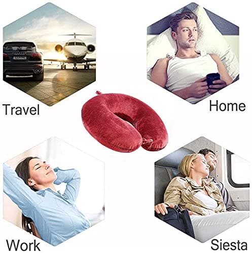 kierain Travel Pillow - Memory Foam Neck Pillow Support Pillow,Luxury Compact & Lightweight Quick Pack for Camping,Sleeping Rest Cushion (Red) — view 4