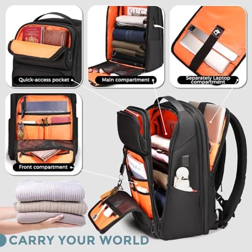 FENRUIEN Business Laptop Backpack 17 Inch Expandable 26-35L Travel Rucksack — view 3