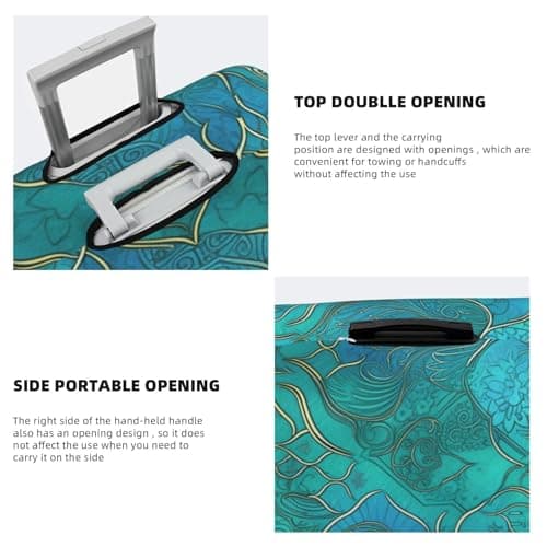 NBSKSDLK Travel Luggage Cover Turquoise Pattern Suitcase Protector Anti-Scratch Washable Baggage Covers Elastic Suitcase Cover Tsa Approved Baggage Protector Fit 18-32 Inch Luggage, Black, X-Large — view 5