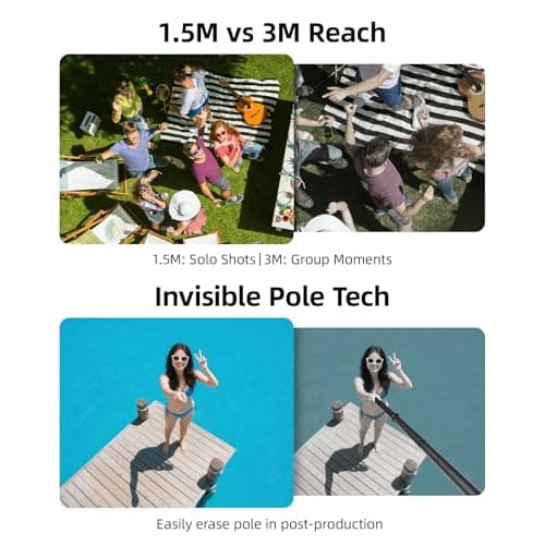 BRDRC 3m Selfie Stick for Insta360 X5 X4, 118 Inch Carbon Fiber Invisible Ultra Long Extension Pole for Insta 360 ONE X5 X4 X3 X2 RS Accessories (with Go Pro Adapter, Wrist Strap, Storage bag) — view 2