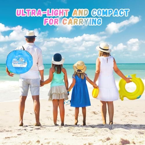 Baby Paddling Pool with Sun Shade UPF50+, Portable Pop up Beach Tent with Carry Bag, 4 in 1 Baby Pool with UV Sun Shelter Canopy, Summer Essentials for Beach Holiday Camping Picnics Travel — view 6