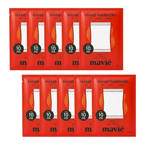 MAVIÉ Air-Activated Hand Warmers 10Pcs, Instant Heat Packs for Outdoor Activities, Up to 10 Hours of Warmth, Portable Single-Use for Camping, Skiing, Hiking, Jogging & Cold Weather Travel